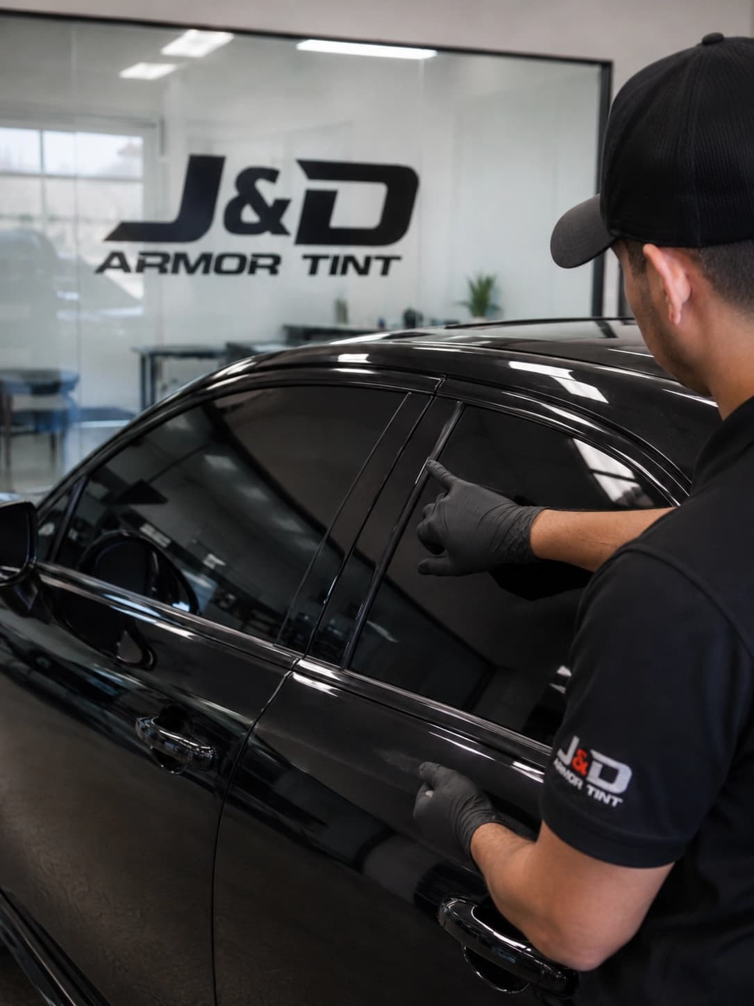 Completed J&D Armor Tint installation detail